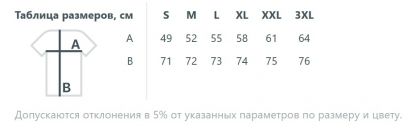 Размерная таблица рубашки поло PANAME MEN, мужской