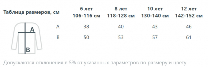 Размерная таблица толстовки Stone Kids, детской