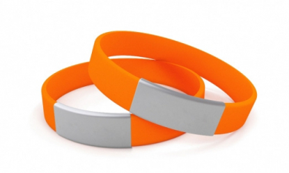 Стандартный силиконовый идентификационный браслет с шильдом, оранжевый