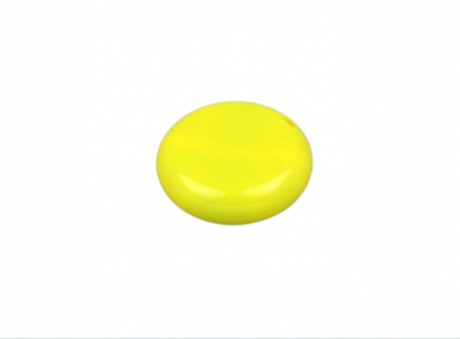 Флешка промо круглой формы, жёлтая, с обратной стороны
