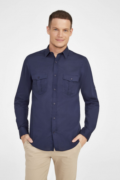 Рубашка BURMA MEN, мужская, темно-синяя, на модели