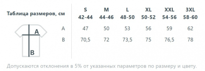 Размерная таблица футболки Millenium Stretch Men, мужской