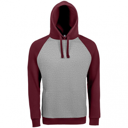 Толстовка Seattle, унисекс, бордовая с серым меланж