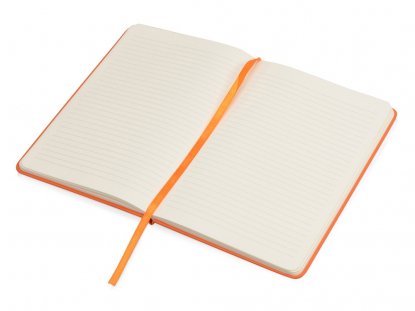Блокнот А5 Magnet soft-touch с магнитным держателем для ручки, оранжевый, открытый