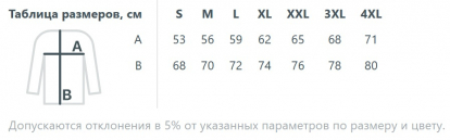 Размерная таблица куртки мужской Radian Men