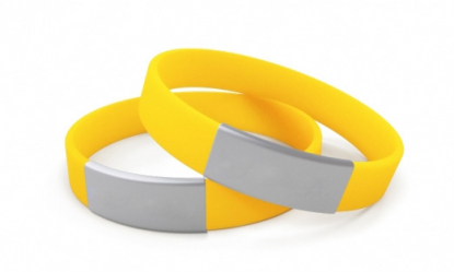 Стандартный силиконовый идентификационный браслет с шильдом, жёлтый