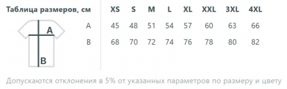 Размерная таблица футболки Pioneer Men, мужской