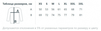 Размерная таблица толстовки унисекс Carter