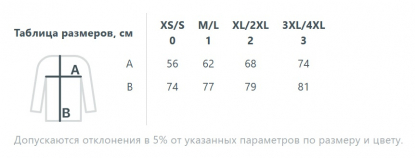Размерная таблица куртки-рубашки Noah оверсайз унисекс