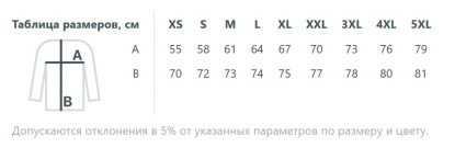 Размерная таблица рубашки поло оверсайз с длинным рукавом Heritage