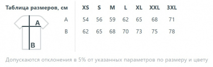 Размерная таблица футболки оверсайз Legacy