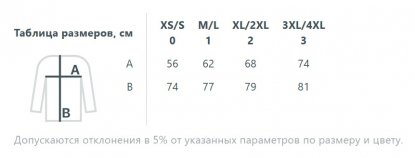 Размерная таблица куртки-рубашки Noah оверсайз унисекс