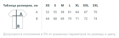 Размерная таблица жилета унисекс Fury BW