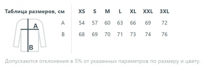Размерная таблица свитшота оверсайз унисекс Authentic