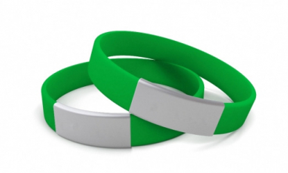 Стандартный силиконовый идентификационный браслет с шильдом, зелёный
