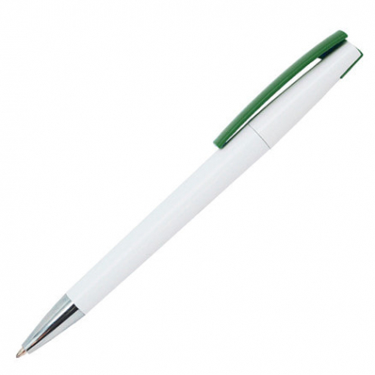 Ручка шариковая Zorro, пластиковая, белая с темно-зеленым