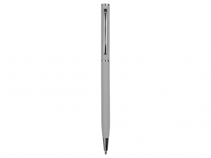 Ручка металлическая шариковая Атриум софт-тач, серая, общий вид