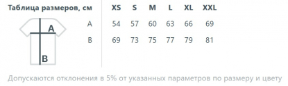 Размерная таблица ветровки унисекс Shield
