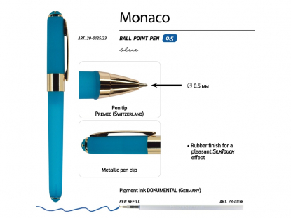 Шариковая ручка Monaco, бирюзовая