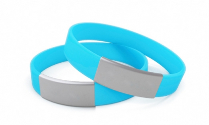 Стандартный силиконовый идентификационный браслет с шильдом, голубой