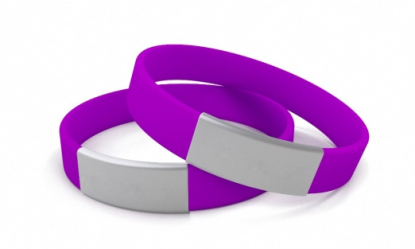 Стандартный силиконовый идентификационный браслет с шильдом, тёмно-фиолетовый