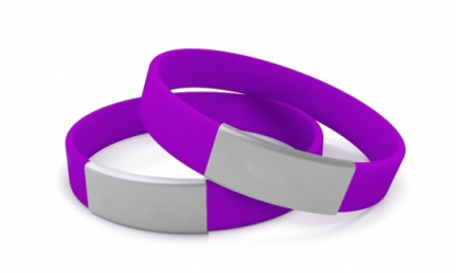 Стандартный силиконовый идентификационный браслет с шильдом, фиолетовый