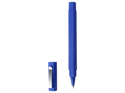 Ручка шариковая пластиковая Quadro Soft, синяя, без колпачка