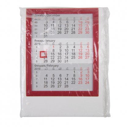 Настольный календарь Акцент на 2 года, красный, в пакете