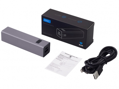 Внешний аккумулятор Rail c дисплеем, 5000 mAh, темно-серый