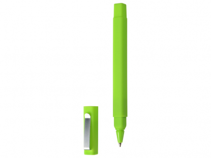 Ручка шариковая пластиковая Quadro Soft, ярко-зеленая, без колпачка