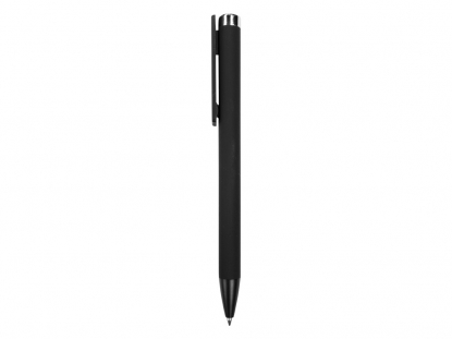 Ручка металлическая шариковая Taper Metal soft-touch, черная с серебристым