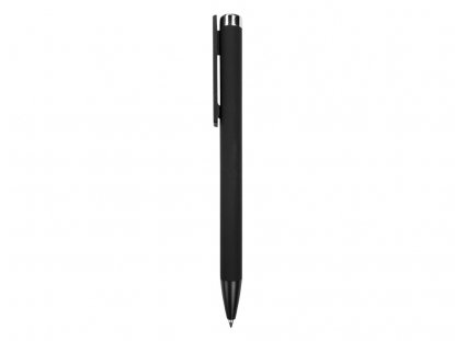 Ручка металлическая шариковая Taper Metal soft-touch, черная с серебристым