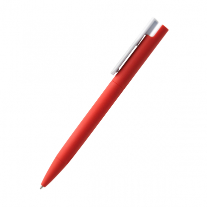 Ручка шариковая Mira Soft, красная, вид сбоку