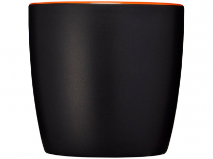 Чашка Riviera, чёрная с оранжевым, вид напротив ручки