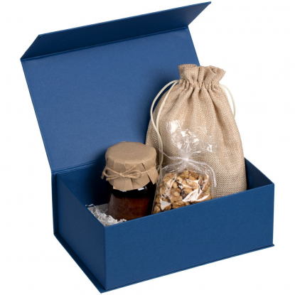 Коробка LumiBox, темно-синяя (матовая), пример вместительности