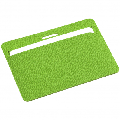 Чехол для карточки Devon, зелёный, пример использования, оборотная сторона