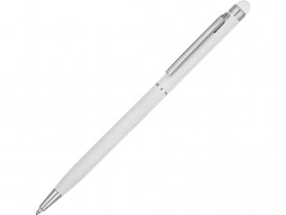 Ручка-стилус металлическая шариковая Jucy Soft soft-touch, белая