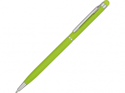 Ручка-стилус металлическая шариковая Jucy Soft soft-touch, зеленое яблоко