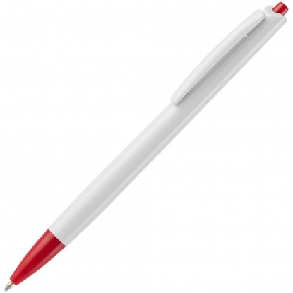 Ручка шариковая Tick, белая с красным, вид сбоку