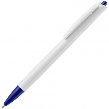 Ручка шариковая Tick, белая с синим, вид сбоку