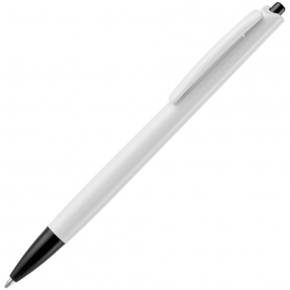 Ручка шариковая Tick, белая с черным, вид сбоку
