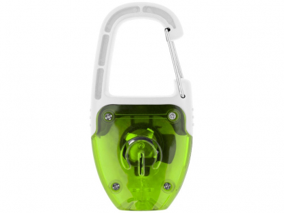 Брелок-фонарик с отражателем и карабином, зеленый, сзади
