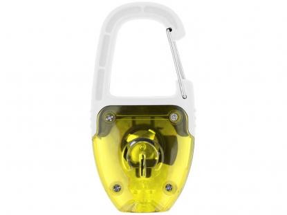 Брелок-фонарик с отражателем и карабином, желтый, сзади