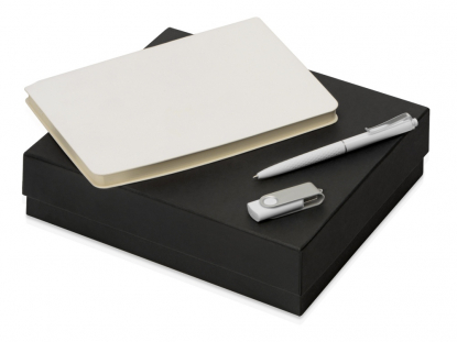 Подарочный набор Notepeno с блокнотом А5, флешкой и ручкой, белый