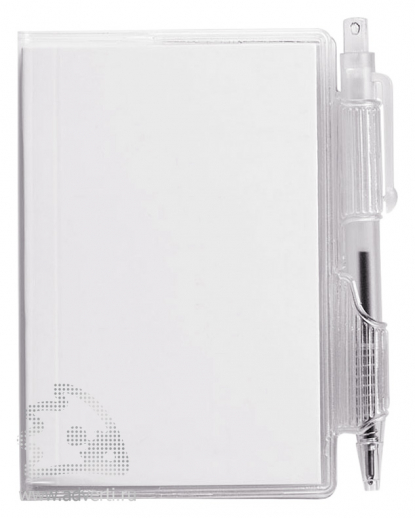 Блокнот А7 Air с ручкой, белый, анфас