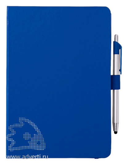 Блокнот А5 Crown с шариковой ручкой-стилусом, синий