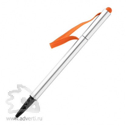 Шариковая ручка Stretch, с оранжевой резинкой, вид сбоку