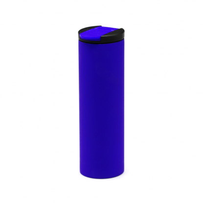 Термокружка с двойной металлической стенкой Rolly софт-тач, синяя