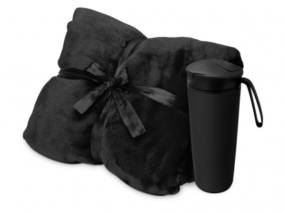 Подарочный набор Dreamy hygge с пледом и термокружкой, черный