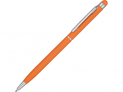 Ручка-стилус металлическая шариковая Jucy Soft soft-touch, оранжевая